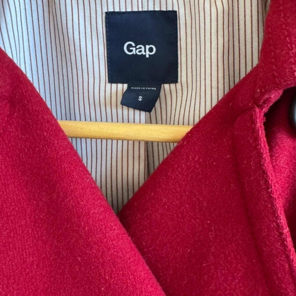 GAP Wool Blend Peacoat in Red | Classic Double Breasted | Size S - Picture 2 of 4